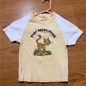 PacSun Yellow and White Tiger Graphic Crop Top